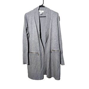 Magaschoni Cardigan L Gray Pockets Stretch Soft Business Casual Capsule Basics